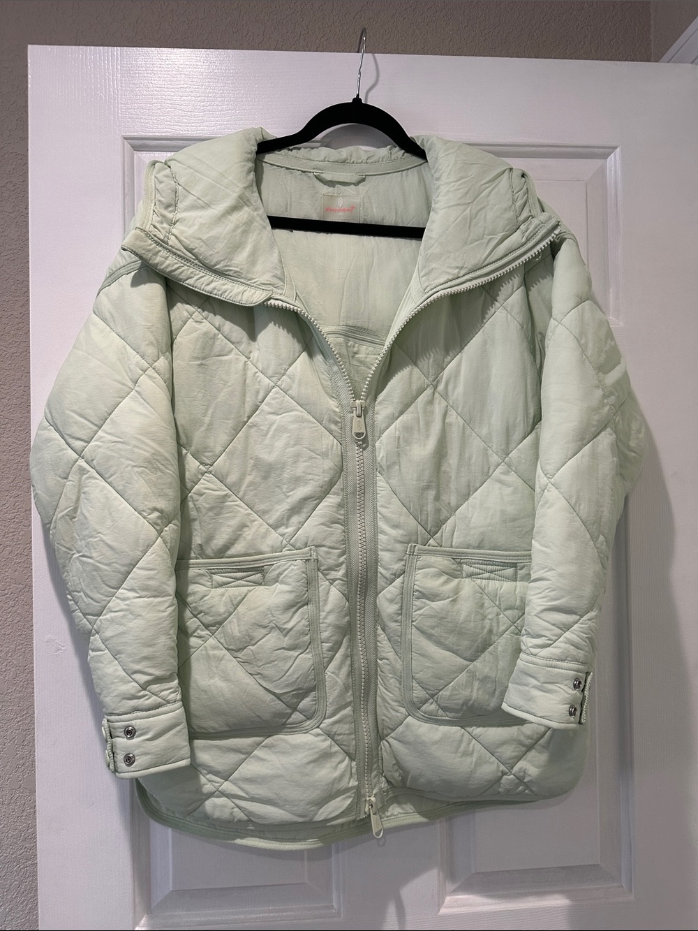 Free People Pippa Packable Quilted Hooded Puffer Jacket in Mint
